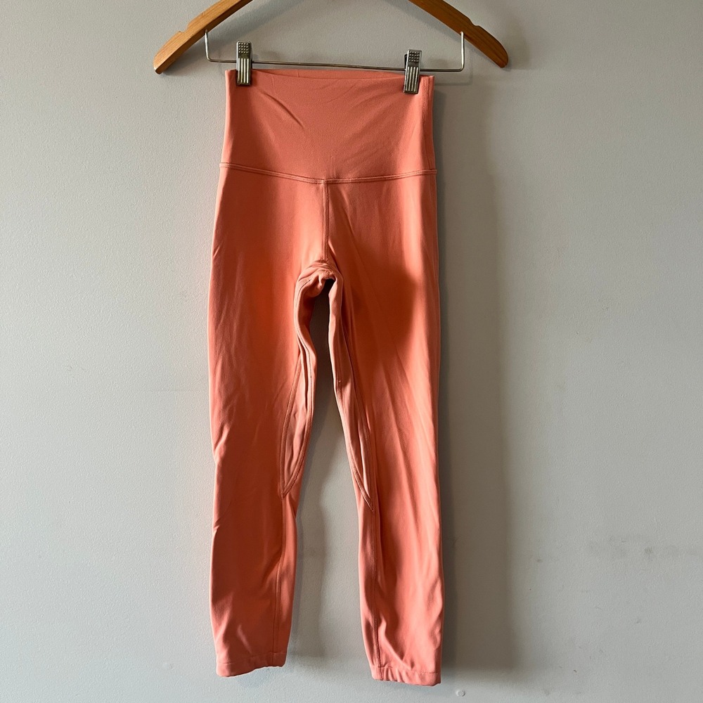Lululemon Align High-Rise Crop Leggings Yoga Peach Coral Size 2 Nulu Soft